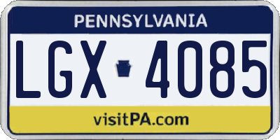 PA license plate LGX4085