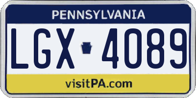 PA license plate LGX4089