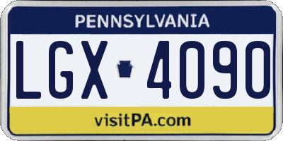 PA license plate LGX4090