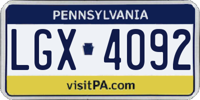 PA license plate LGX4092