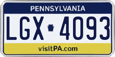 PA license plate LGX4093