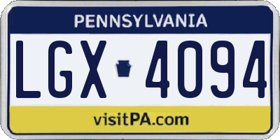 PA license plate LGX4094