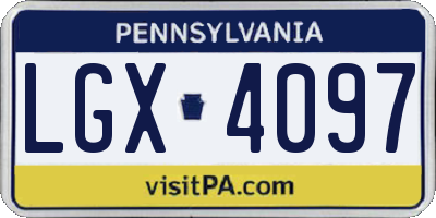 PA license plate LGX4097