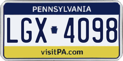 PA license plate LGX4098