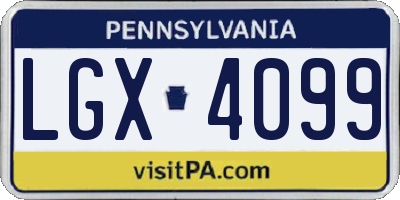 PA license plate LGX4099