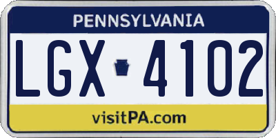 PA license plate LGX4102