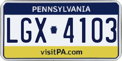PA license plate LGX4103