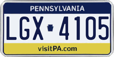 PA license plate LGX4105