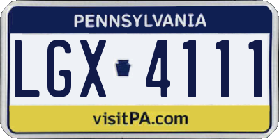 PA license plate LGX4111
