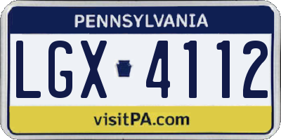 PA license plate LGX4112