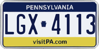 PA license plate LGX4113