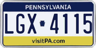 PA license plate LGX4115