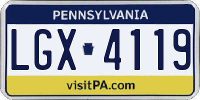 PA license plate LGX4119