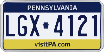 PA license plate LGX4121