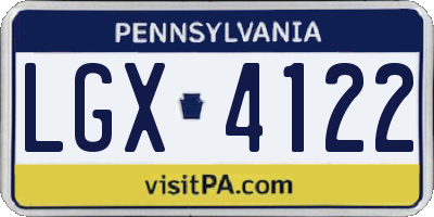 PA license plate LGX4122