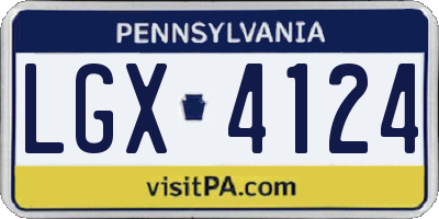 PA license plate LGX4124