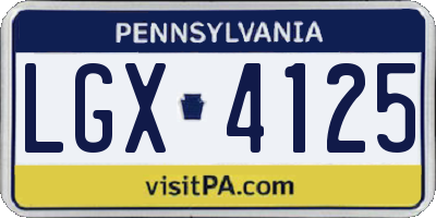 PA license plate LGX4125