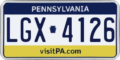 PA license plate LGX4126
