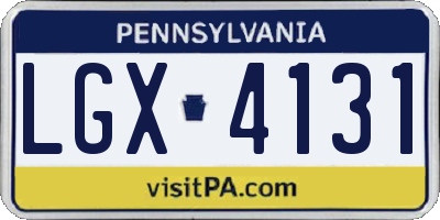 PA license plate LGX4131