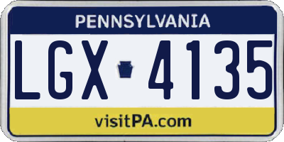 PA license plate LGX4135