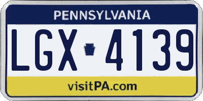 PA license plate LGX4139