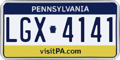 PA license plate LGX4141