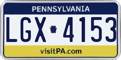 PA license plate LGX4153