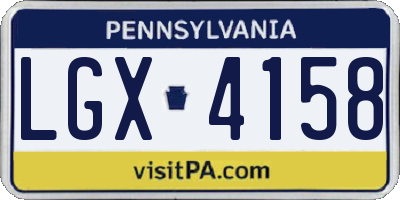 PA license plate LGX4158