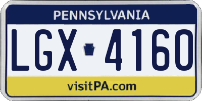 PA license plate LGX4160