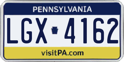 PA license plate LGX4162