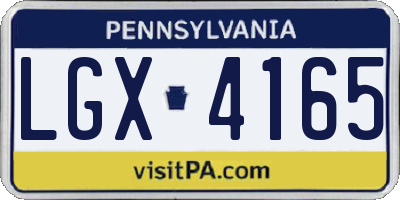 PA license plate LGX4165