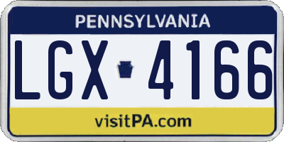 PA license plate LGX4166