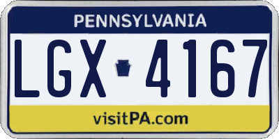 PA license plate LGX4167