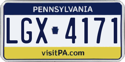 PA license plate LGX4171