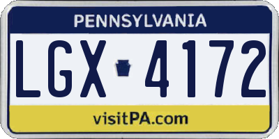PA license plate LGX4172