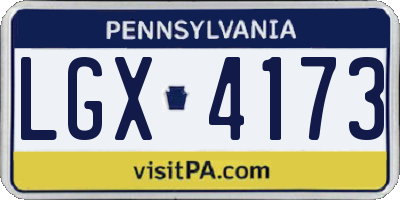 PA license plate LGX4173