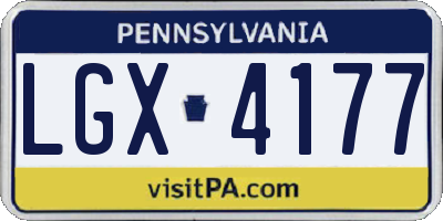 PA license plate LGX4177