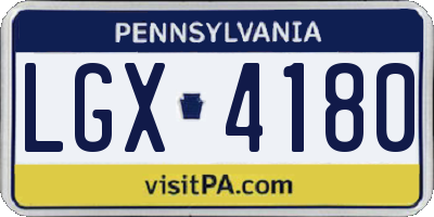 PA license plate LGX4180