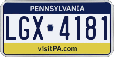 PA license plate LGX4181