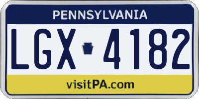 PA license plate LGX4182