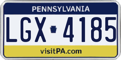 PA license plate LGX4185