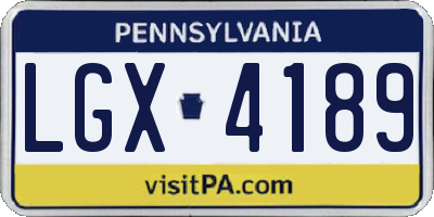PA license plate LGX4189