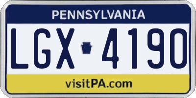 PA license plate LGX4190