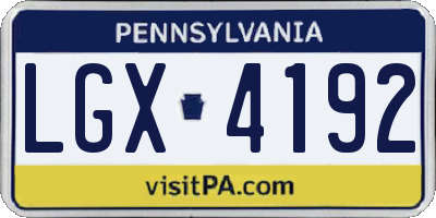 PA license plate LGX4192