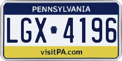 PA license plate LGX4196