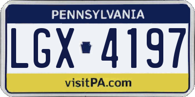 PA license plate LGX4197