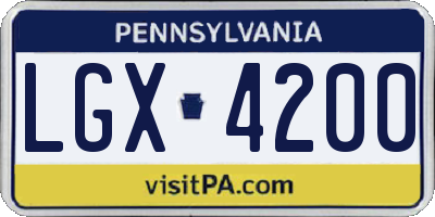 PA license plate LGX4200