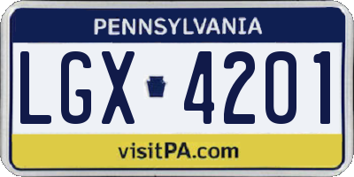 PA license plate LGX4201