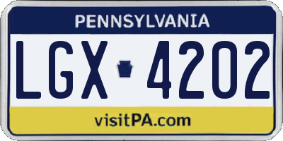 PA license plate LGX4202