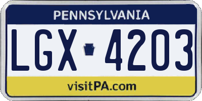 PA license plate LGX4203